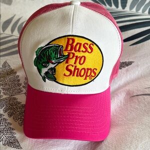 Bass Pro Shops White & Pink Trucker Hat